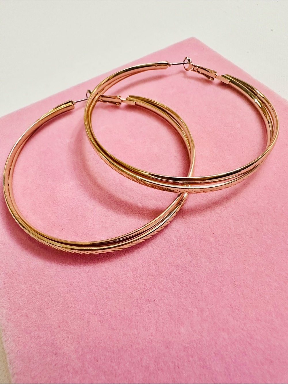 Gold Tone Textured Hoop Earrings NWT